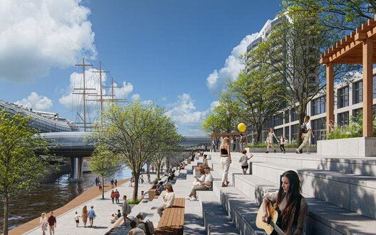 Menschen sitzen auf einer Treppe am Wasser | © De Zwarte Hond Groningen  / Gefördert durch das Bundesministerium für Wohnen, Stadtentwicklung und Bauwesen mittels des Programms "Zukunftsfähige Innenstädte und Zentren"