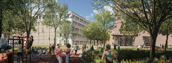 Menschen unterhalten sich in der Natur | © De Zwarte Hond Groningen / Gefördert durch das Bundesministerium für Wohnen, Stadtentwicklung und Bauwesen mittels des Programms "Zukunftsfähige Innenstädte und Zentren"