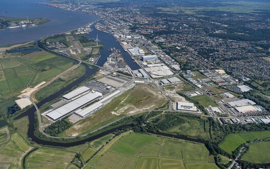 Luftaufnahme von einem Industriegebiet in Bremerhaven | © BIS Wirtschaftsförderung Bremerhaven