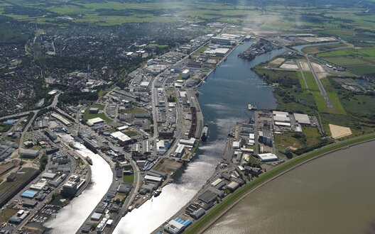Luftaufnahme eines Gewerbegebietes in Bremerhaven | © BIS Wirtschaftsförderung Bremerhaven