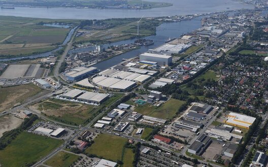 Luftaufnahme eines Gewerbegebietes in Bremerhaven | © BIS Wirtschaftsförderung Bremerhaven
